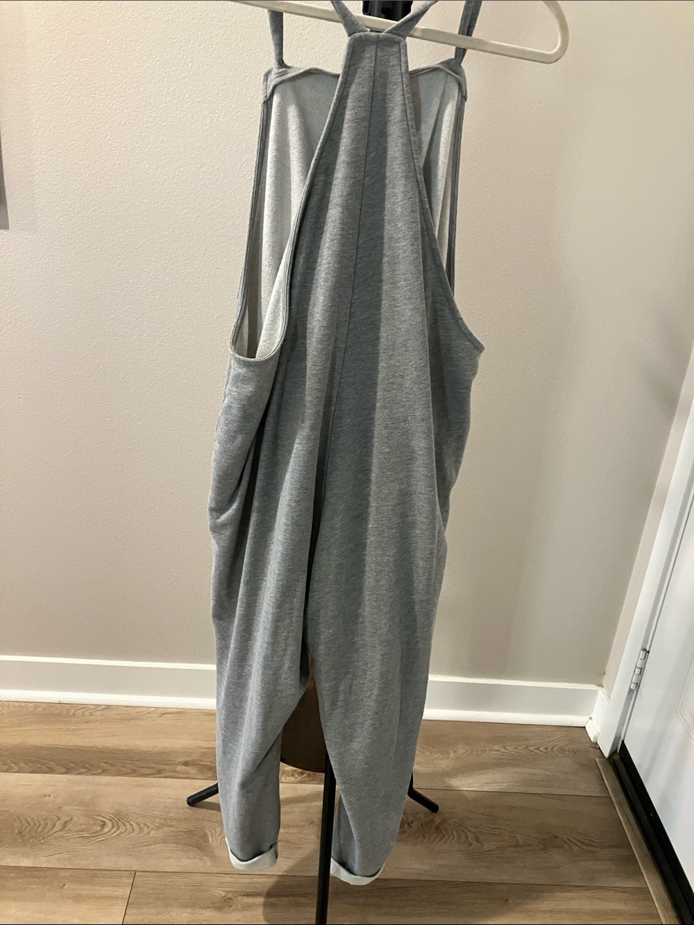 Old Navy knotted  Overalls with Adjustable Straps grey fleece fabric - Picture 5 of 6